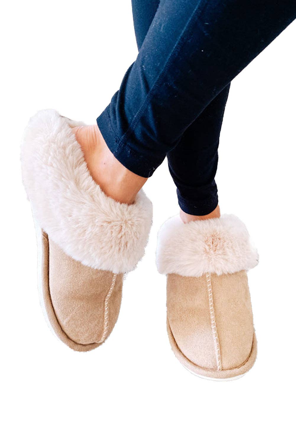 Faux Suede Plush Lined Slippers