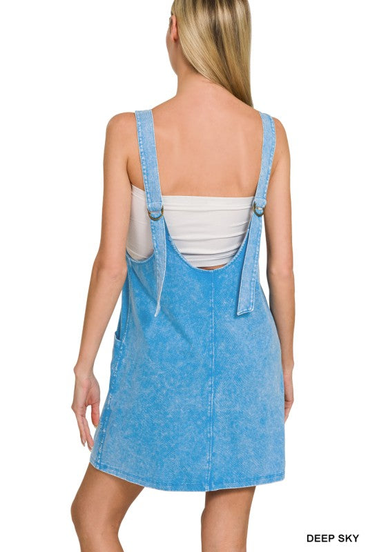 Acid Wash Overall Mini Dress