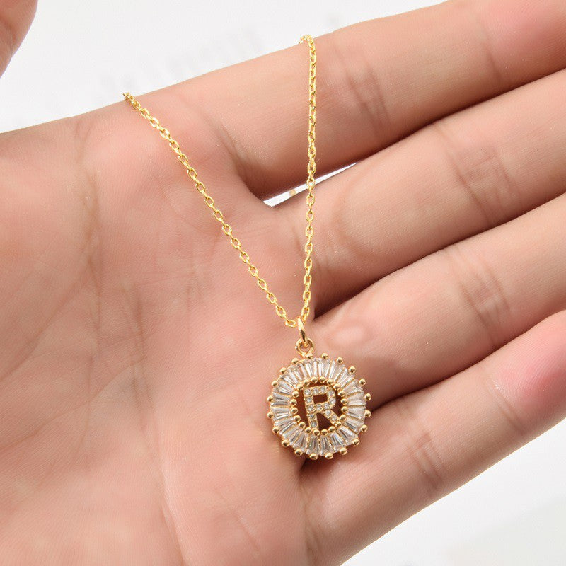 Art Deco CZ Intial Necklace