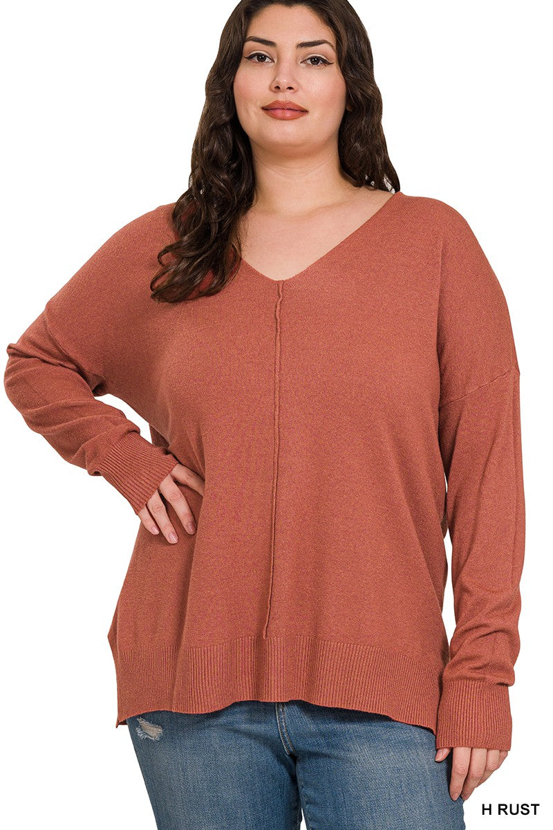 Rust Red Front Seam Sweater
