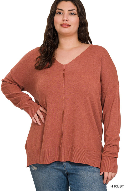 Rust Red Front Seam Sweater