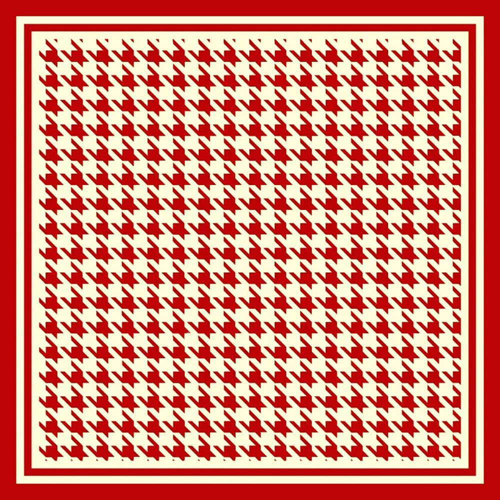 Houndstooth Pattern Printed Square Silky Satin Scarf Shawl