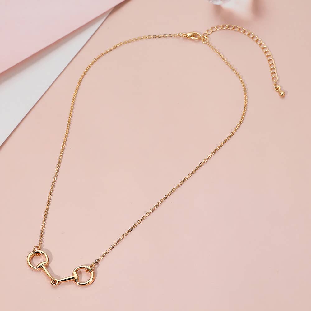 Silver or Gold Metal Horsbit Pendant Necklace