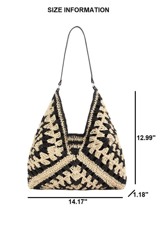 Woven Straw Crochet Shoulder Bag