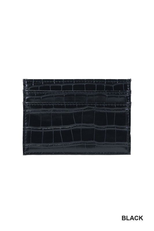 Faux Croc Leather Card Holder Wallet