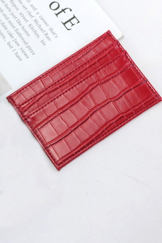 Faux Croc Leather Card Holder Wallet