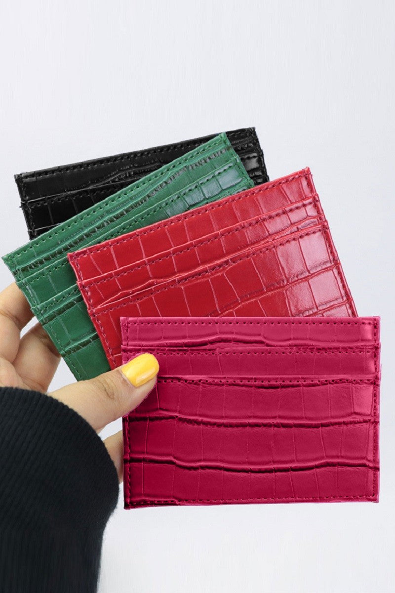 Faux Croc Leather Card Holder Wallet