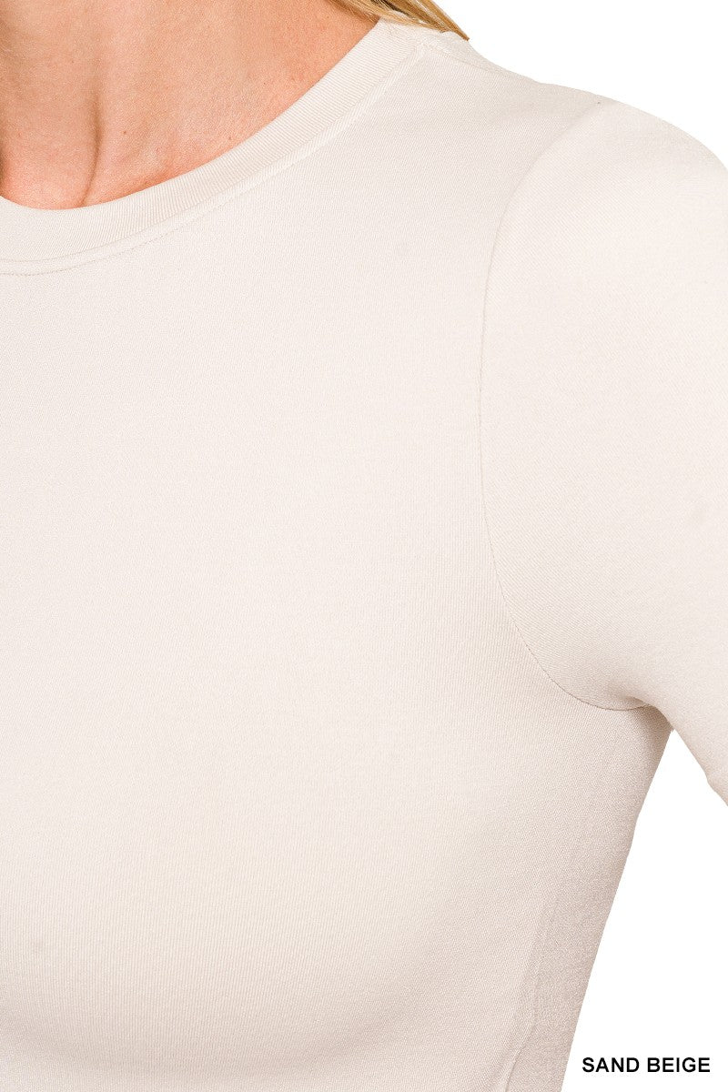 Seamless Round Neck Crop Tee - Various Colors