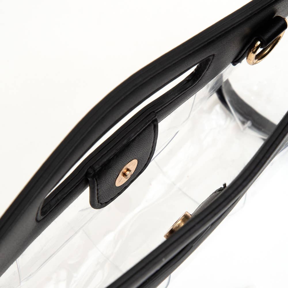 Silver Metallic Faux Leather Transparent Crossbody Bag