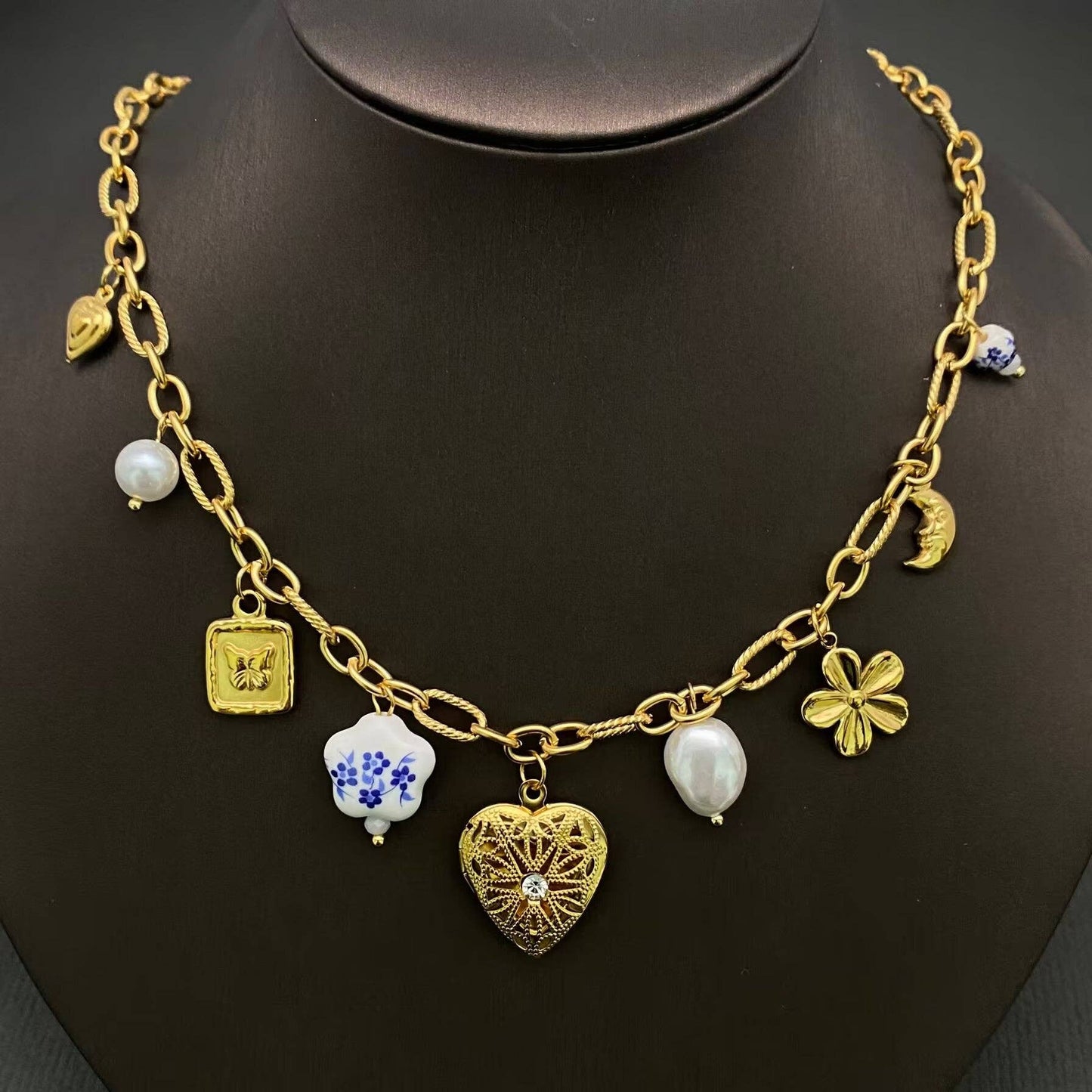 Heart Locket Charm Gold Plated Necklace