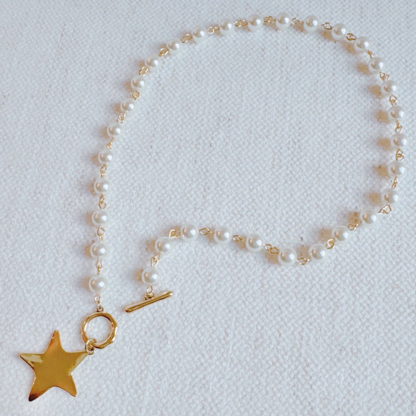 Molten Star Pearl Chain Necklace