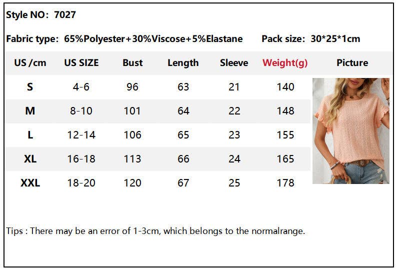 Eyelet Knit Short Sleeve Top