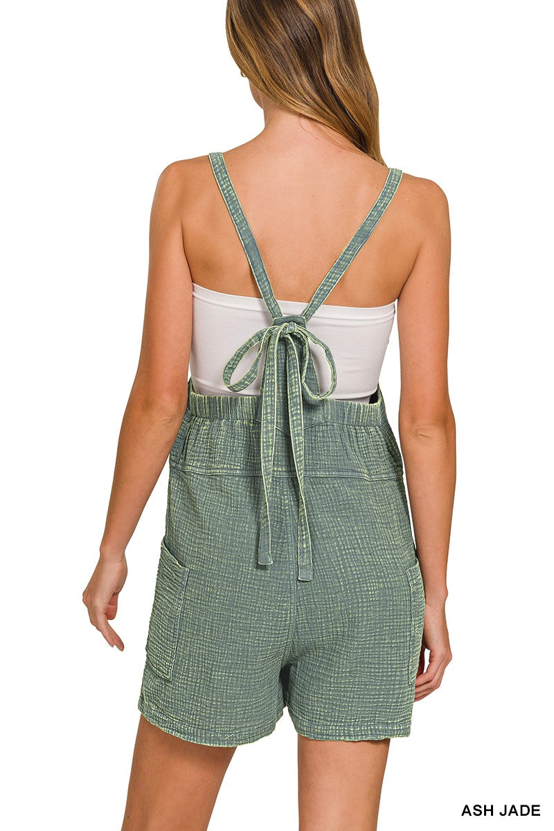 Double Gauze Tie Back Romper Shorts