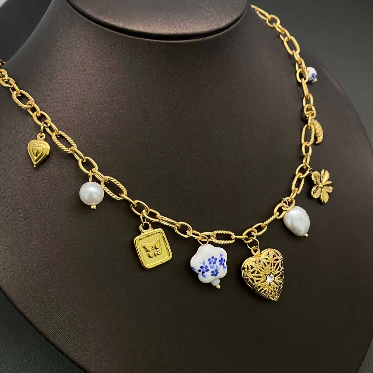 Heart Locket Charm Gold Plated Necklace