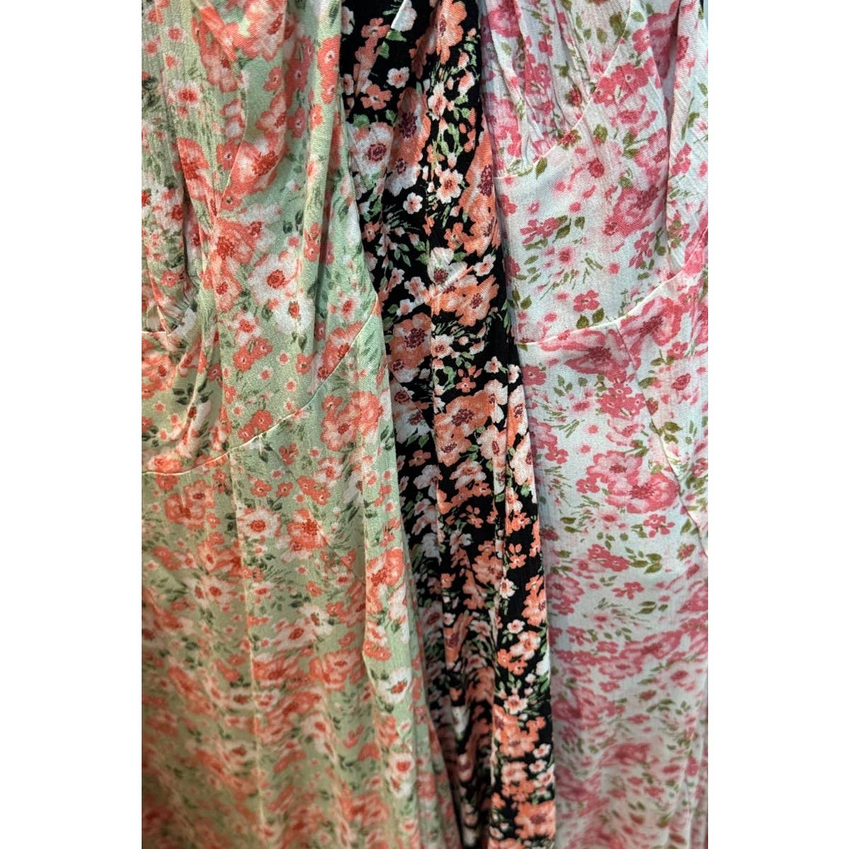 REGULAR SIZE FLORAL TIE FRONT A LINE MIDI DRESS
