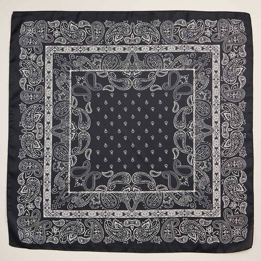 Classic Paisley Pattern Printed Square Silky Satin Scarf