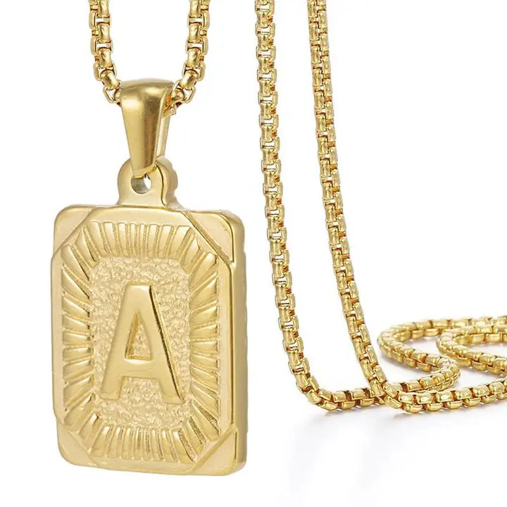 PREORDER Filigree Inital Rectangle Necklace