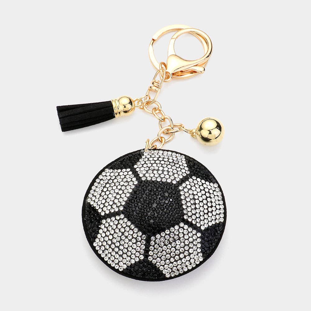 Bling Soccer Keychain Bag Charm