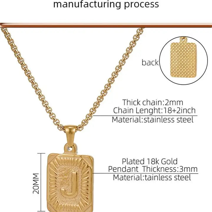 PREORDER Filigree Inital Rectangle Necklace