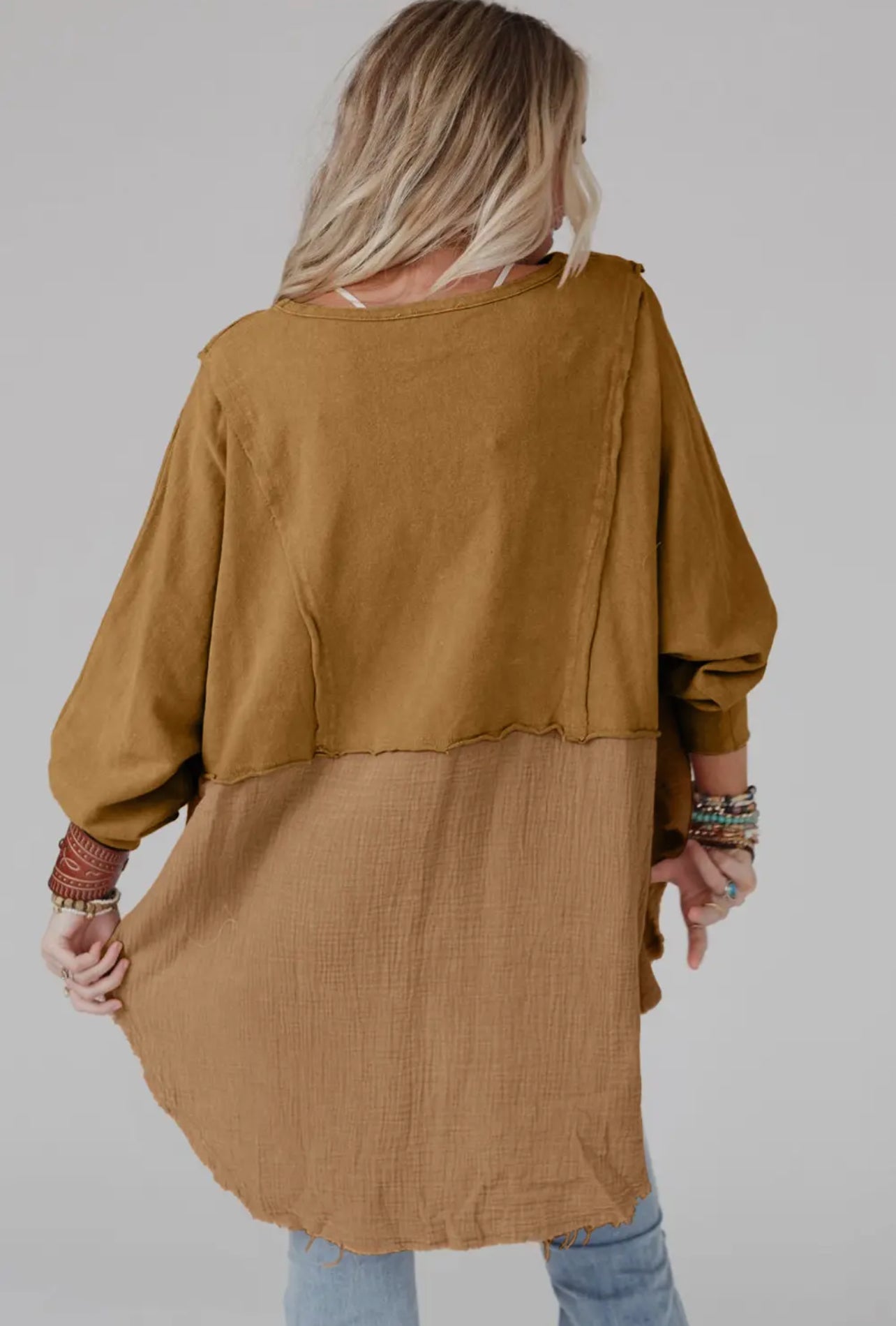 Split Raw Hem Blouse