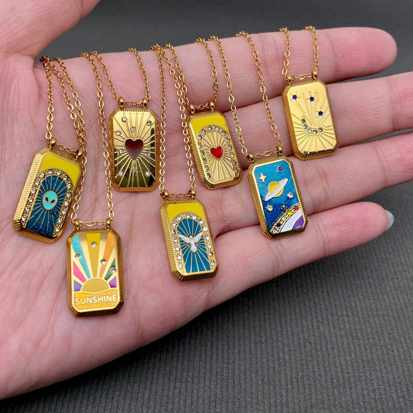 Heart Tarot Charm 18K Gold Plated Necklace