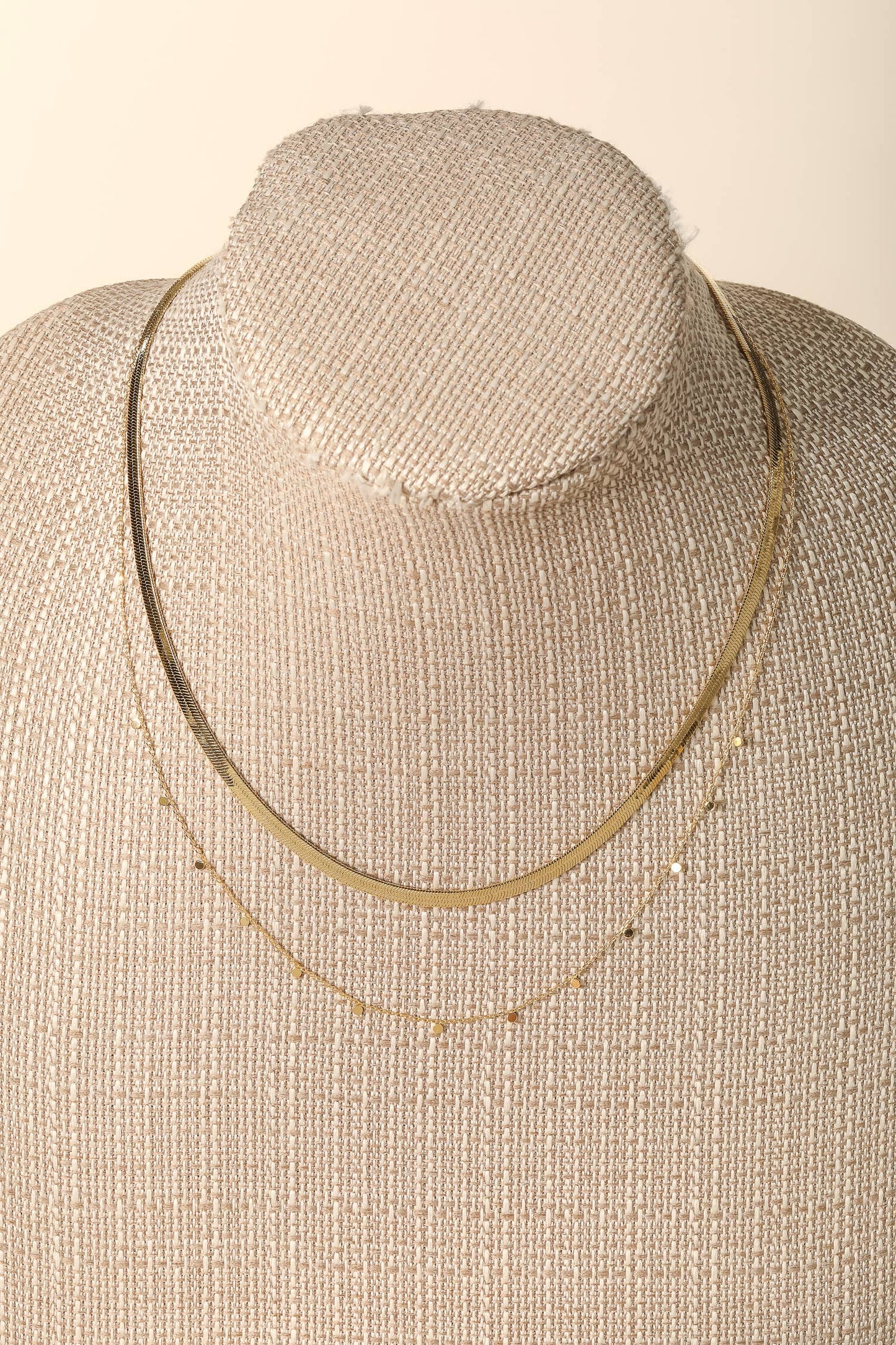 Layered Chain Herringbone Choker Necklace