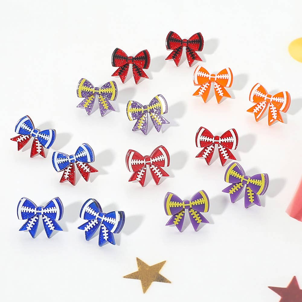 Game Day Football Bow Stud Earrings