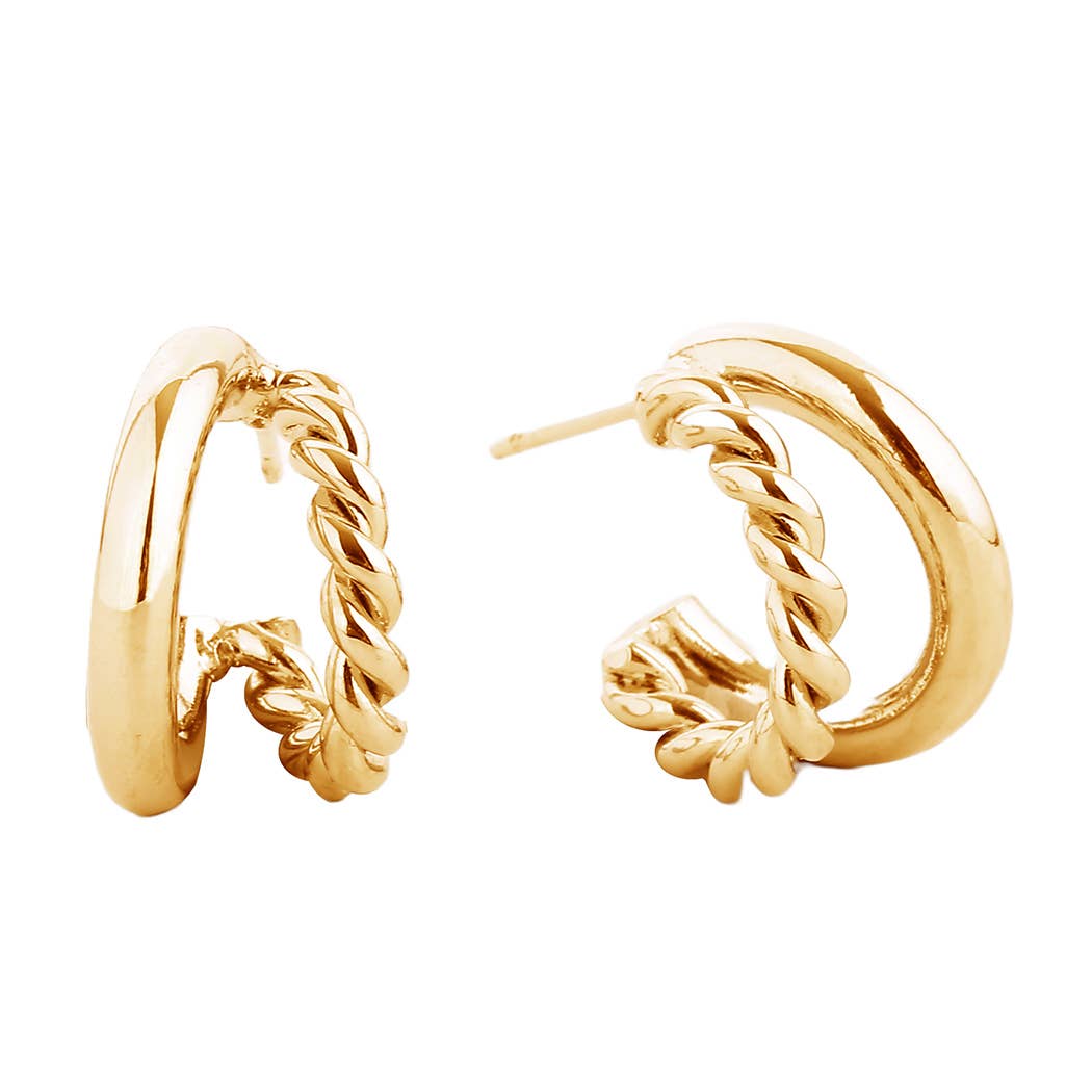 14K Gold-Dipped Double Hoop Earring
