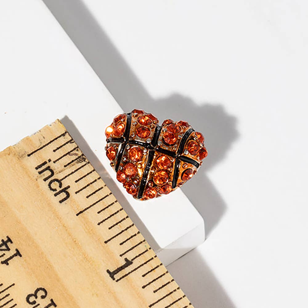 Baseball Crystal Pave Heart Stud Earrings