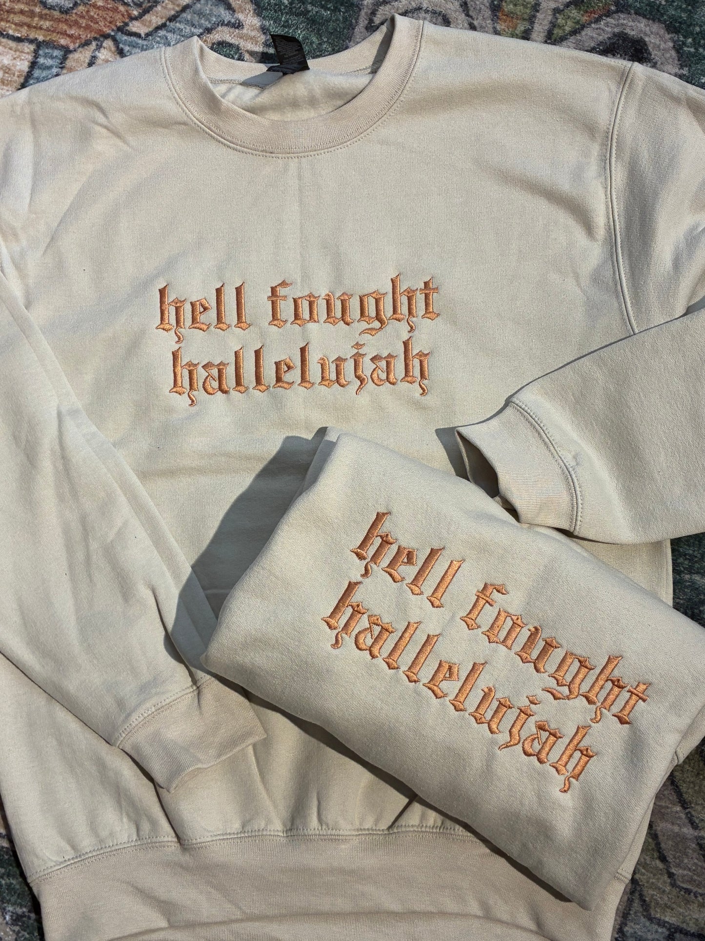 Hell Fought Embroidered Crewneck Sweatshirt