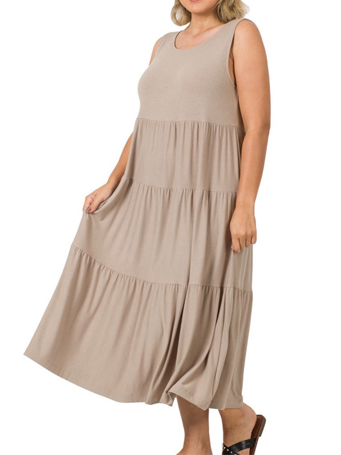 Plus Tiered Sleeveless Maxi Dress