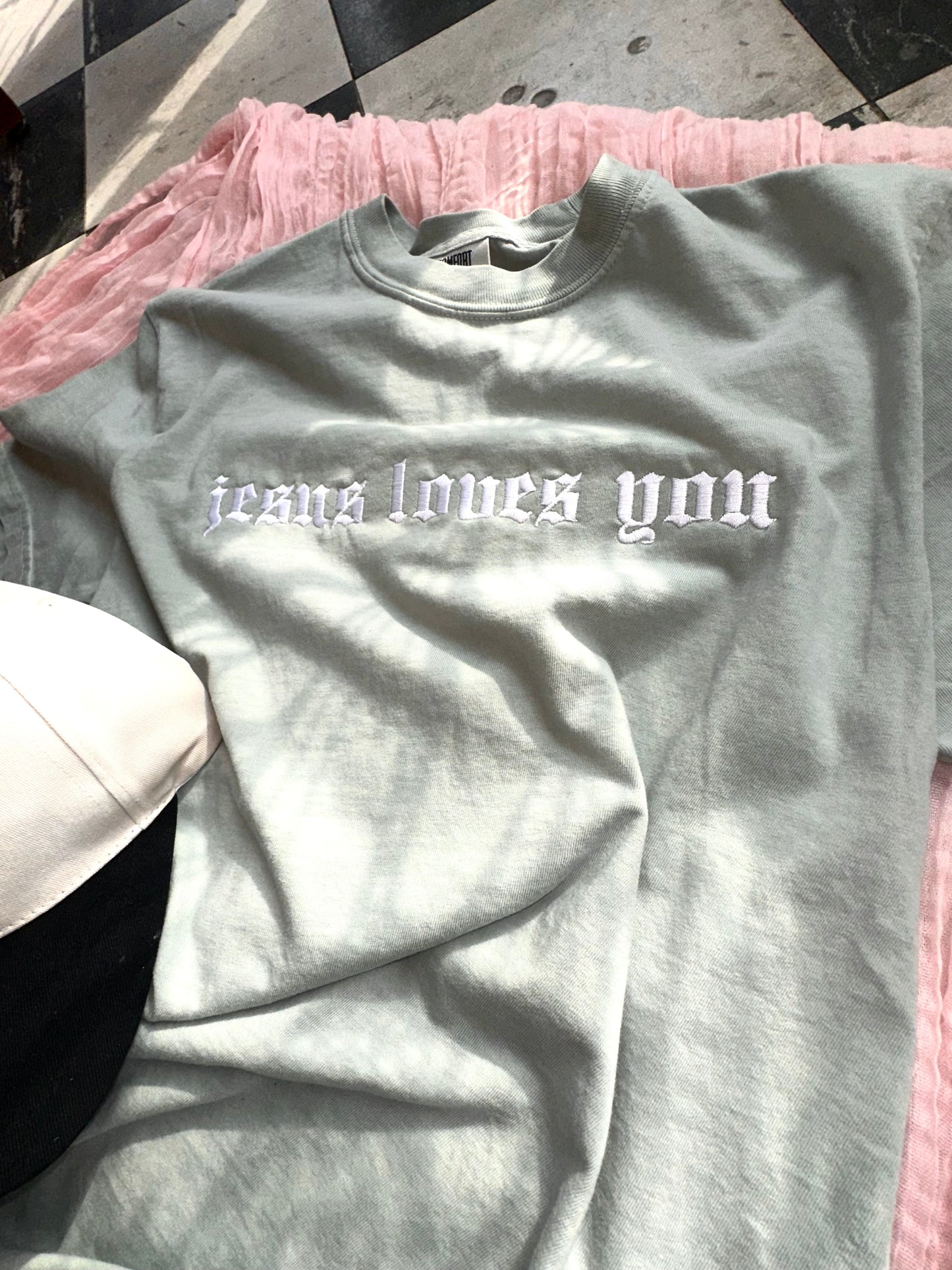 Jesus Loves You Embroidered Tee