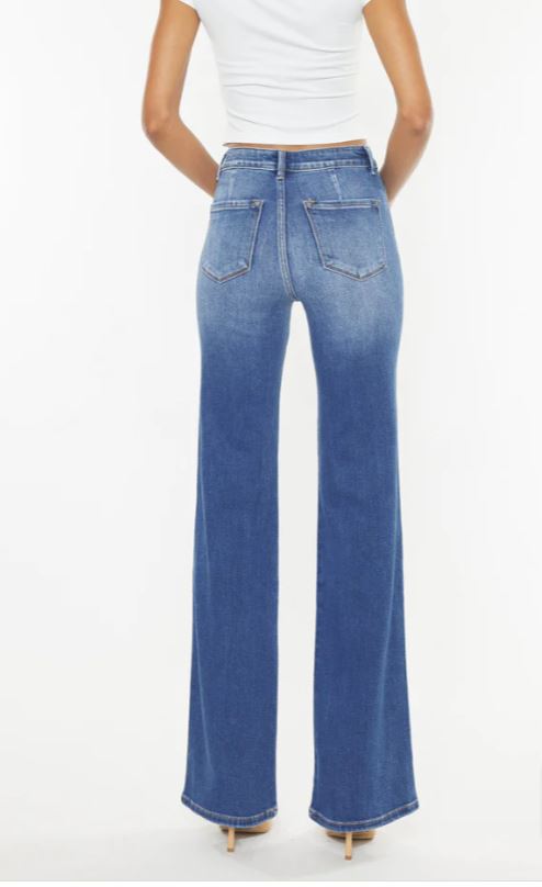 High Rise Wide Flare Stretch Jeans
