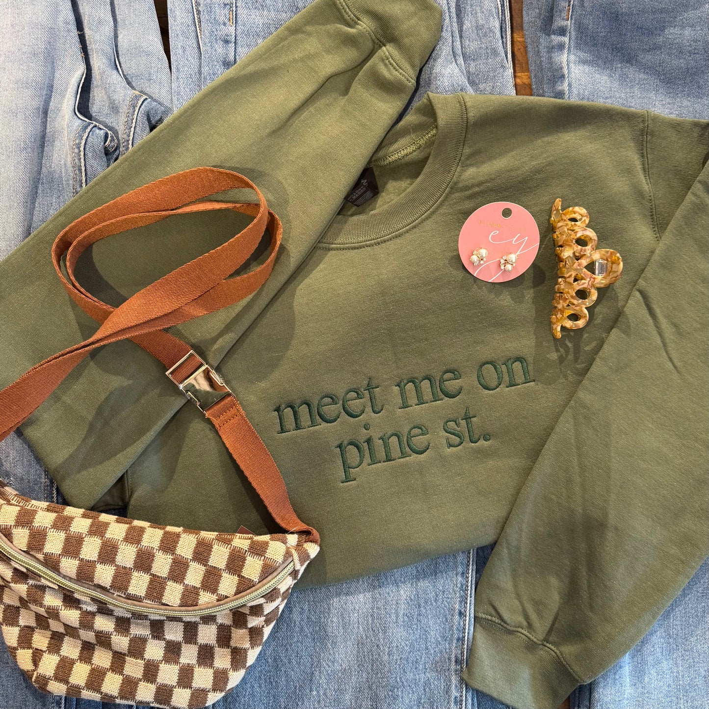 Meet Me on Pine St. Embroidered Sweatshirt