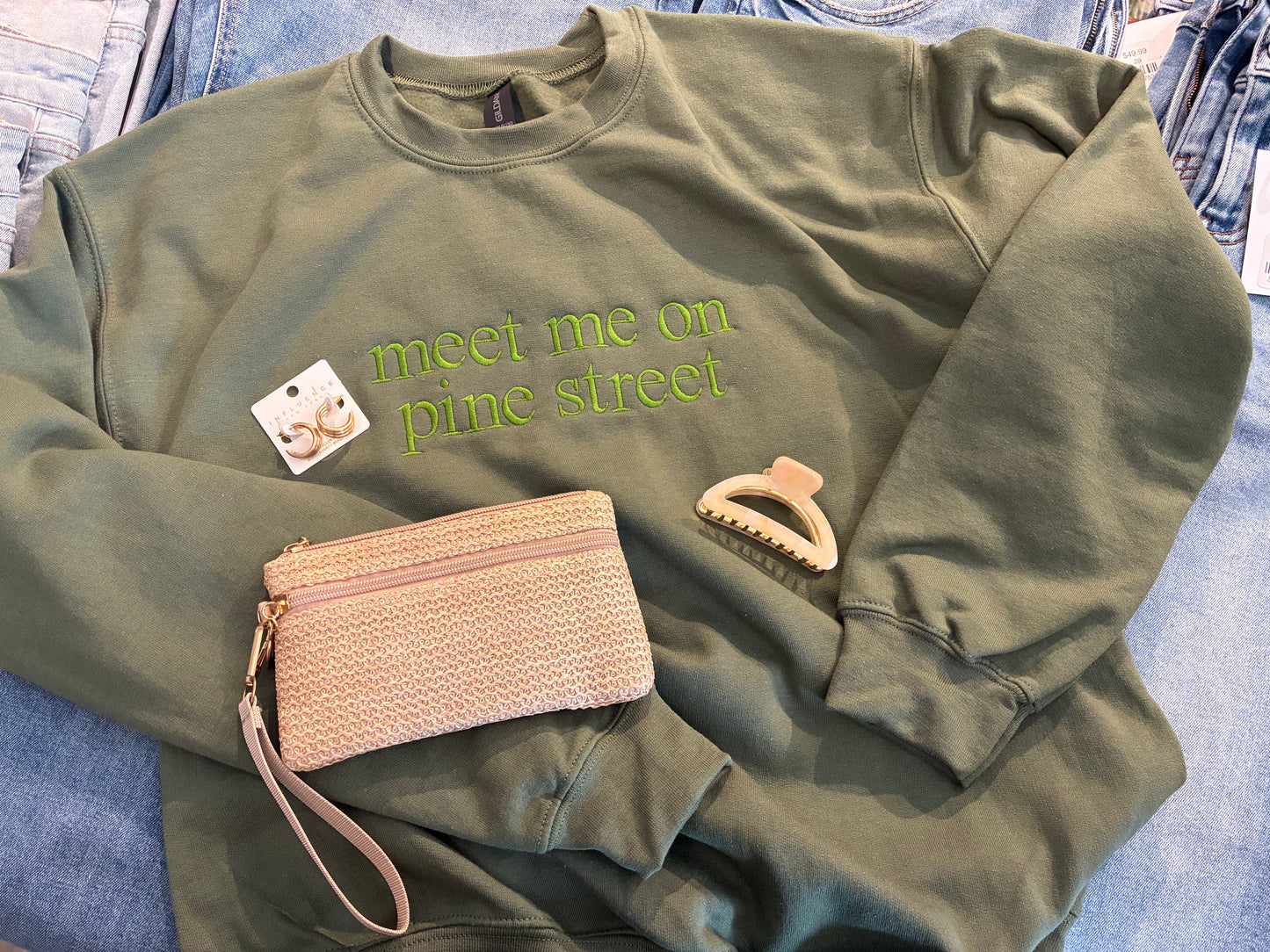 Meet Me on Pine St. Embroidered Sweatshirt