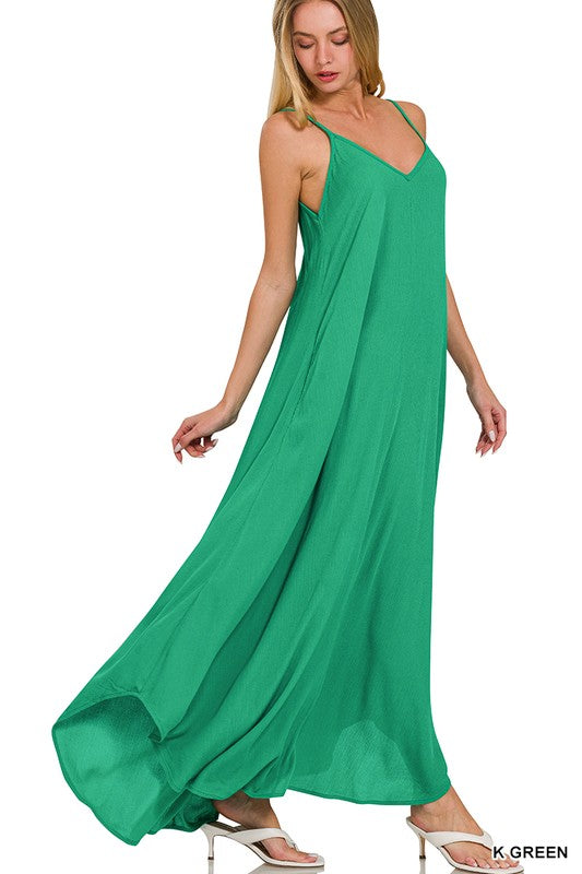 Woven Crinkle Cami Maxi Dress