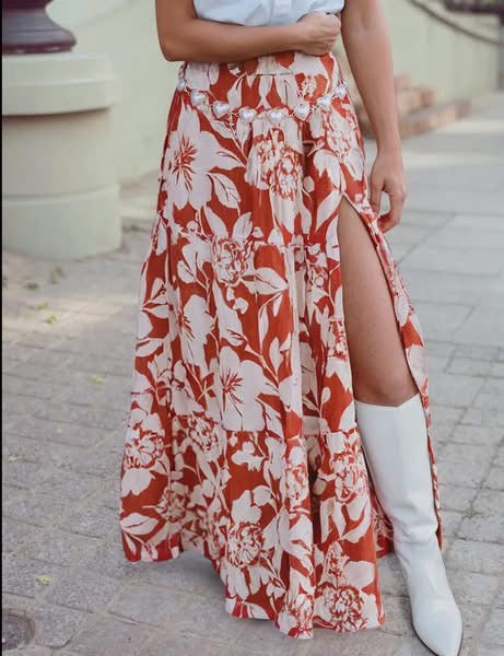 PREORDER High Slit Western Maxi Skirt