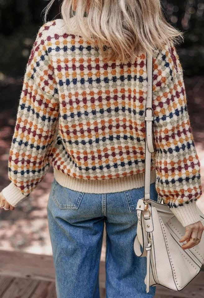 Dotty Knit Cardigan Sweater