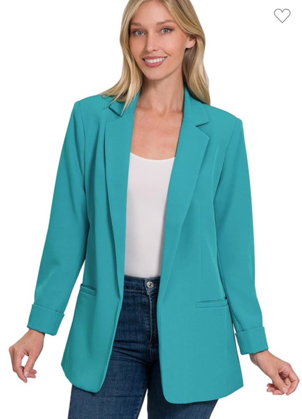 Long Sleeve Open Front Classic Blazer