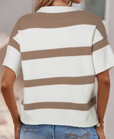 Striped Drop Sleeve Knitted Top