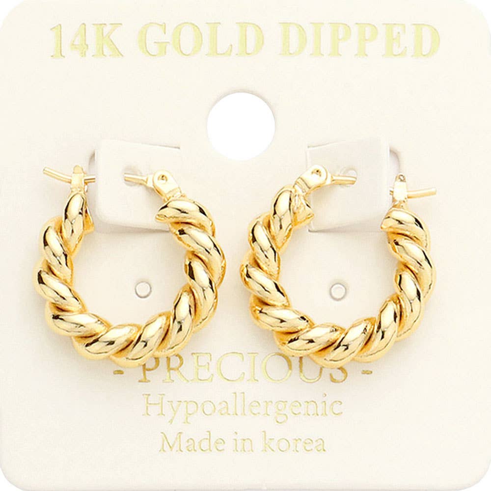 14K Gold Braided Hoop Earrings - Silver