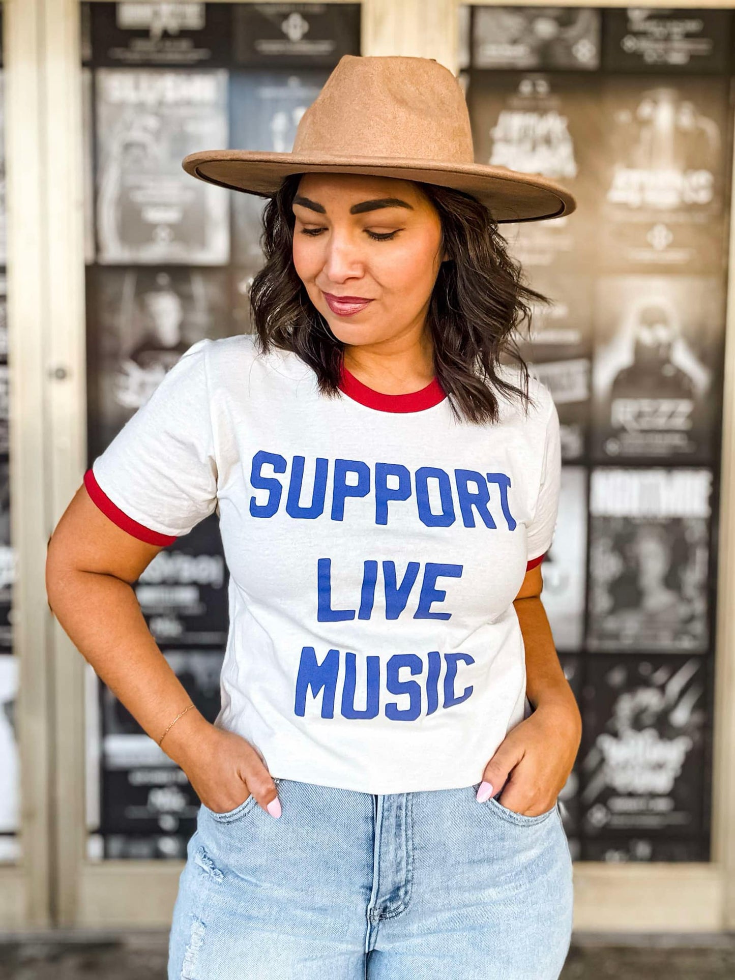 Support Live Music Vintage Ringer Shirt, Graphic Tee