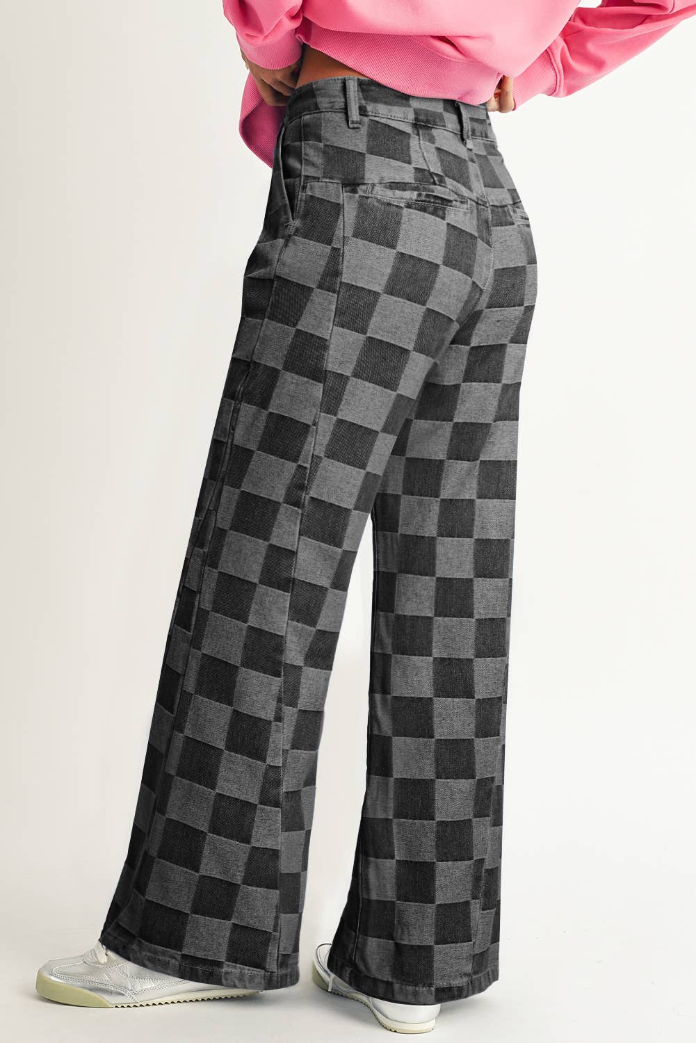 LDC Checkered Wide Leg Jeans