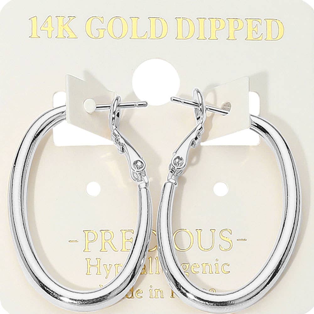 14K Gold Dipped Hypoallergenic Oval Hoop Earrings