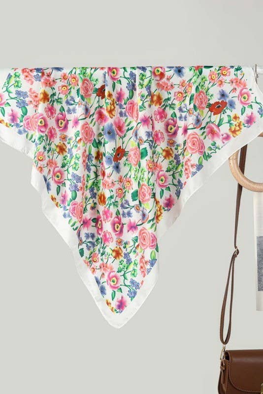 LARGE FLORAL PRINT BANDANA SCARF | 40SC656