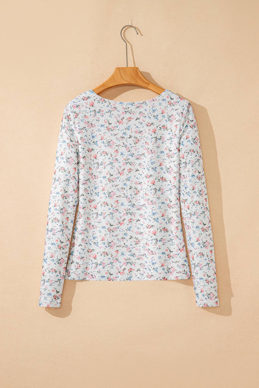 Floral Square Neck Long Sleeve Top