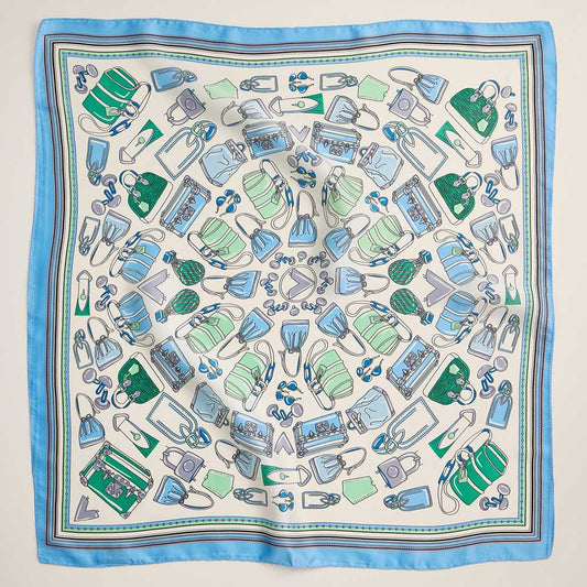 Handbag Printed Square Silky Satin Scarf
