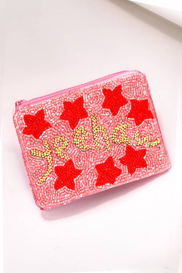 WESTERN COWGIRL HOWDY SEED BEAD COIN PURSE POUCH | 91CP630