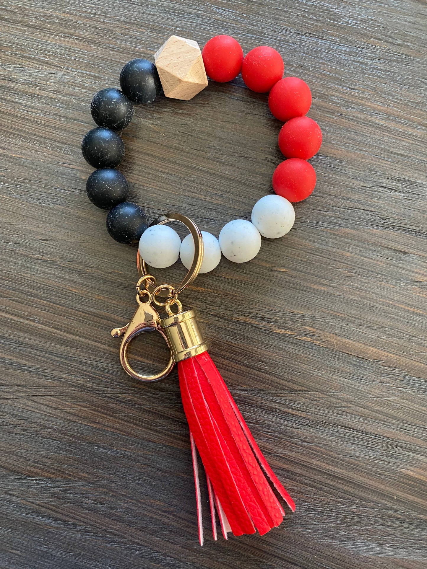Silicone Bead Wristlet Keychains - Various Styles