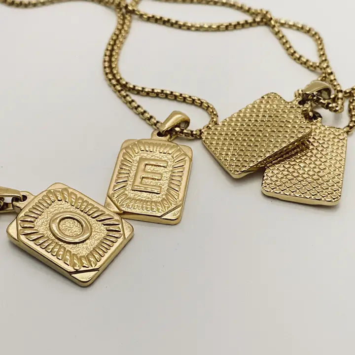 PREORDER Filigree Inital Rectangle Necklace